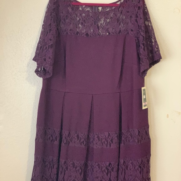 NWT Julian Taylor Plum Dress with Lace Detail Sz 22W - Picture 5 of 5